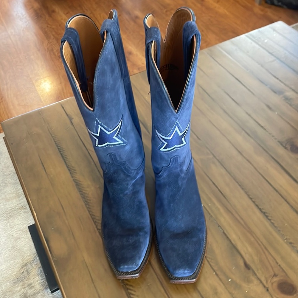 Lucchese Blue Suede Dallas Cowboy Boot Size 7.5